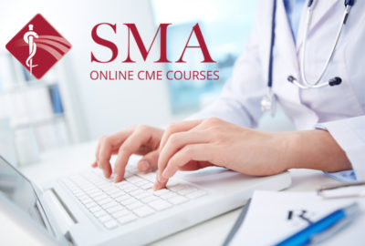 Physician taking an online course.